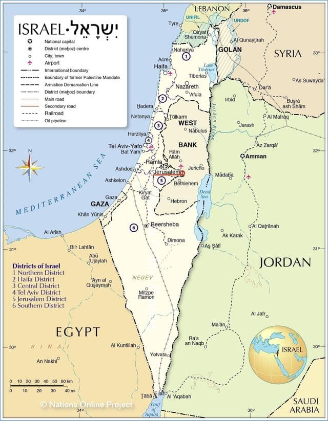 Jerusalem on Israel map