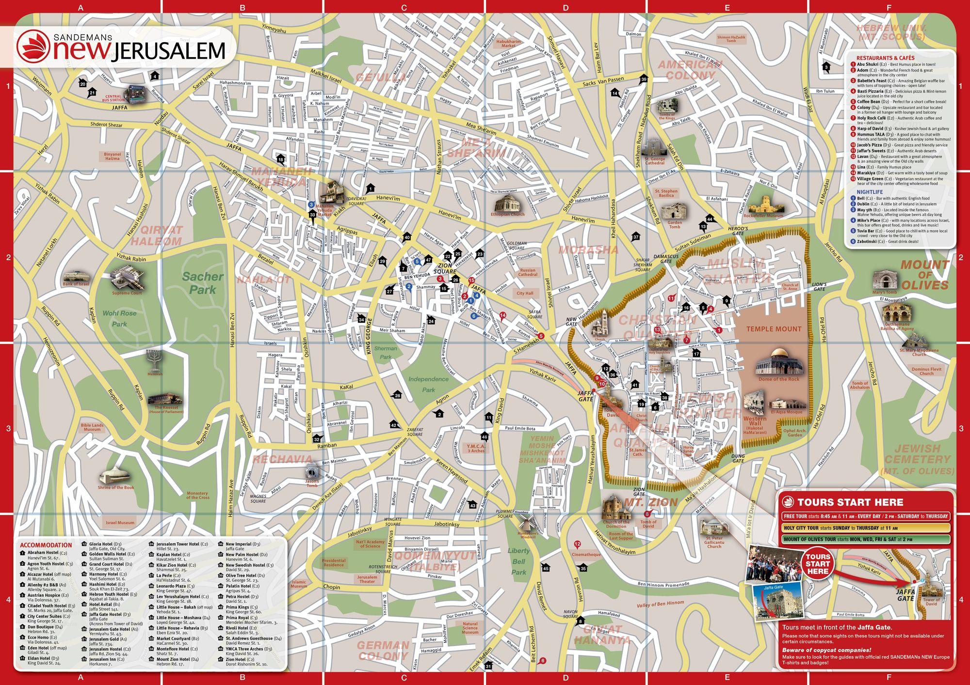 Jerusalem Attractions Map 