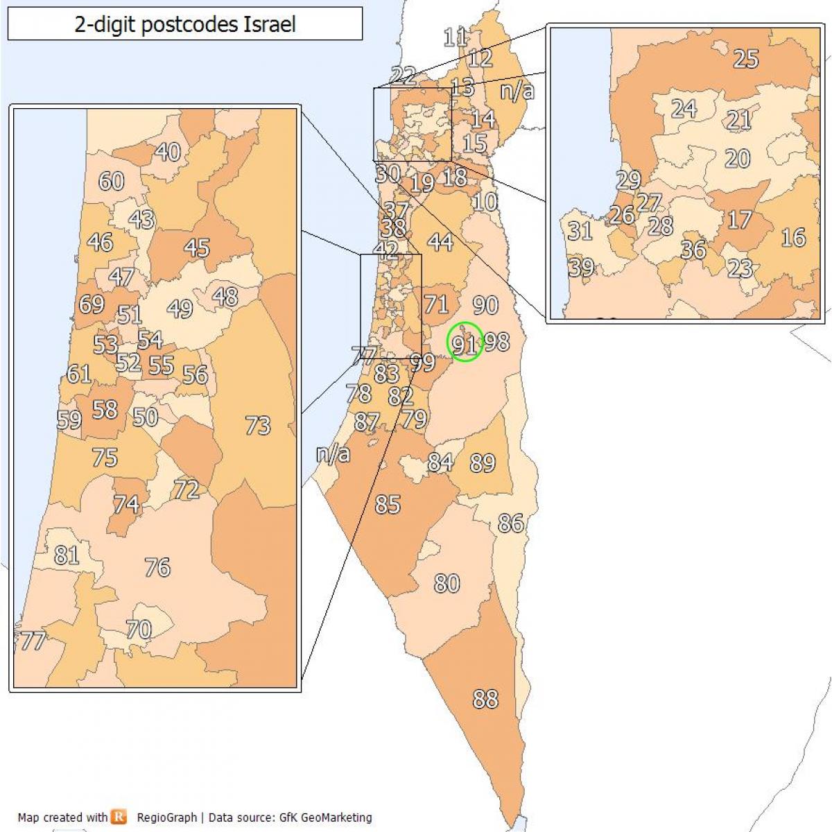 Jerusalem zip codes map