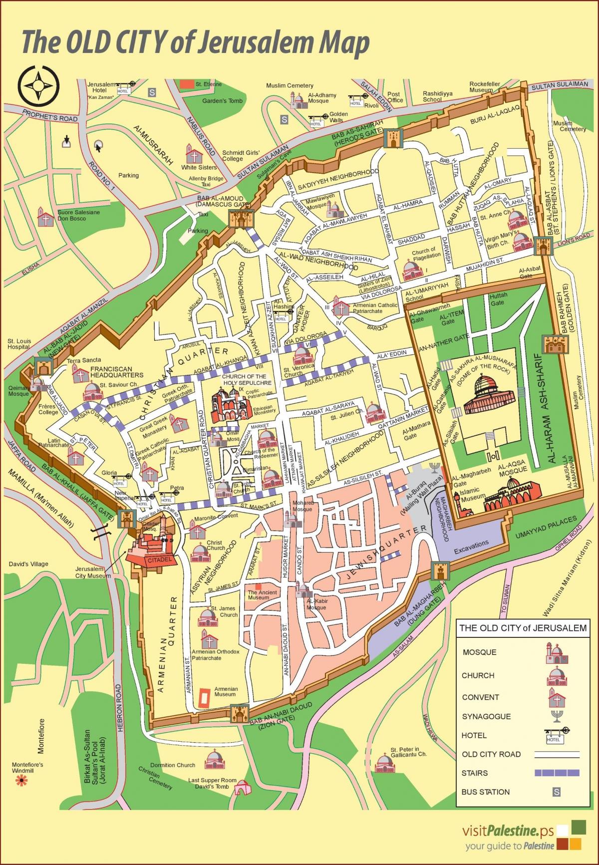 Jerusalem walking tours map